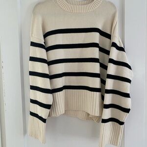 Striped Black and Cream Women's Sweater